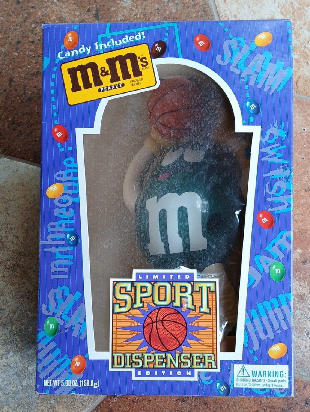 M&M'S Blue Basketball Sport Dispenser Box with Multicolor Accents